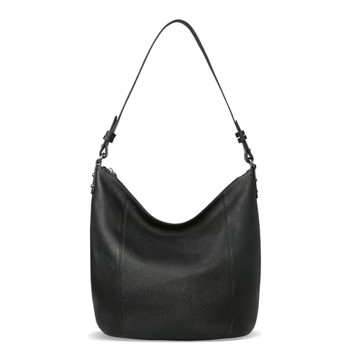 Iswee Leather Hobo Bag for Women Black Crossbody Satchel