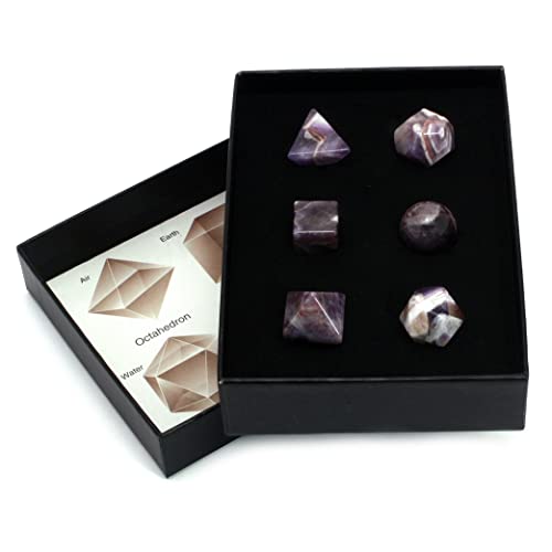 Amethyst Six Piece Platonic Solids Crystal Set