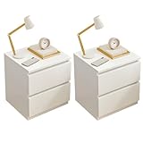 Comodino moderno della metà del secolo con 2 cassetti bianchi, elegante tavolo in legno per camera da letto e soggiorno, 31,8 cm di lunghezza x 30,5 cm di larghezza x 40,6 cm di altezza