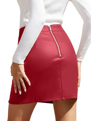 Image of We1Fit Womens Fuax Leather Skirt High Waisted Bodycon Pencil Mini Skirts with Shorts