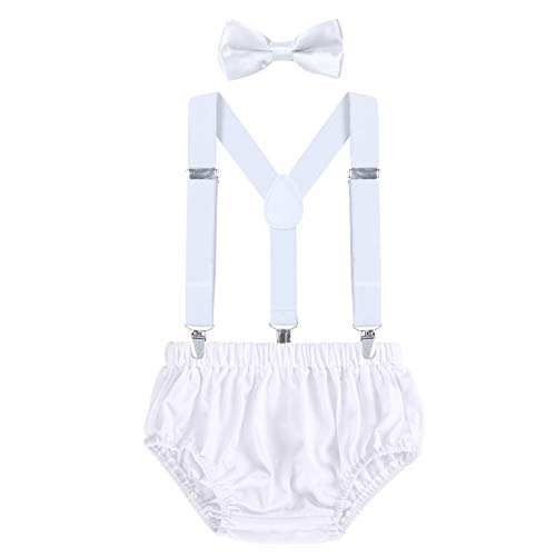 AWAYTR Baby Boys Cake Smash Outfit – First Birthday Party Suspenders Bow Tie Bloomers Set