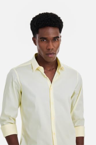Image of SNITCH Men Formal Shirt | Slim Fit Full Sleeve Spread Collar Solid Design | Premium 100% Cotton & Breathable Fabric for Office, Business Meetings