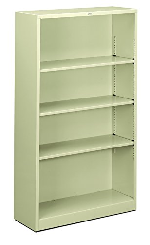 Image of HON Metal Bookcase, 4 Shelves, 34-1 /2 W by 12-5 /8 D by 59 H, Putty