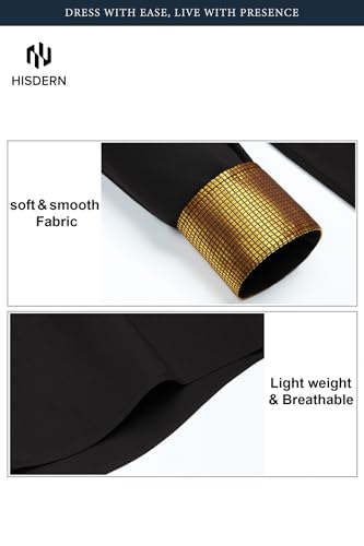 Image of HISDERN Mens Business Dress Shirts Long Sleeve Casual Button Down Shirt Formal Inner Collar Contrast Shirt for Men Wedding