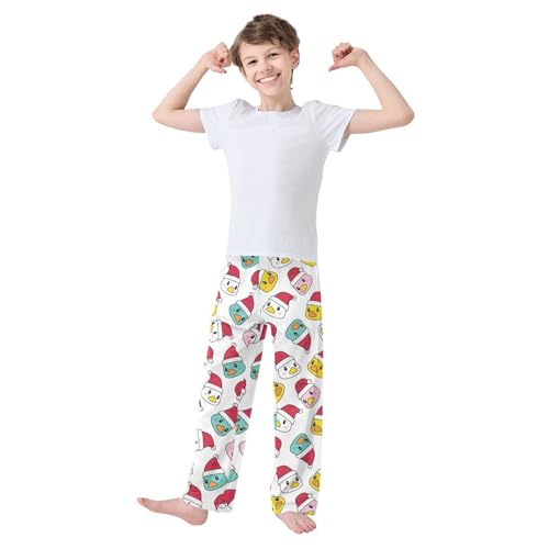 Boys' Pants Rubber Duck Christmas Hat Long Bottoms Jogger Pants Elastic Waist Trousers with Pockets S-XL2