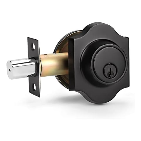 KNOBWELL Cerradura de puerta contemporánea ajustable con llave exterior e interior, acabado negro mate Cover