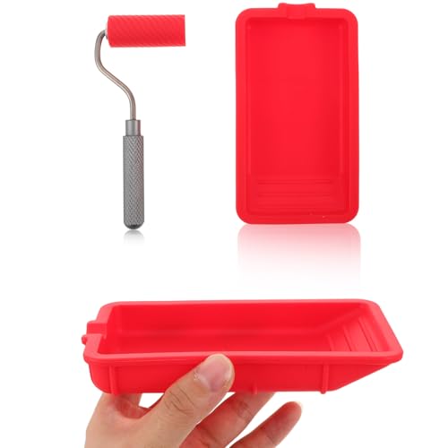 Bandeja para pintura de silicona con rodillo y recipiente reutilizable flexible 4