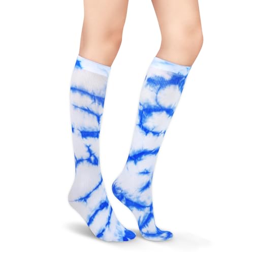 Image of Benefeet Sox Women Girls Thin Nylon Knee High Socks Long Tube Socks Unisex Soft Cozy High Calf Sock Tie Dye /Gradient