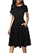 oxiuly Women's Vintage Round Neck Floral Casual Pockets Tunic Party Cocktail Cotton Blend A-Line Summer Dress OX262