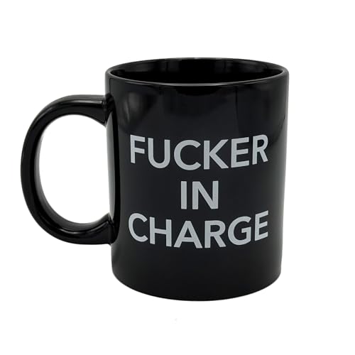 Island Dogs Taza Gigante Divertida Negra 'In Charge' miniatura 4