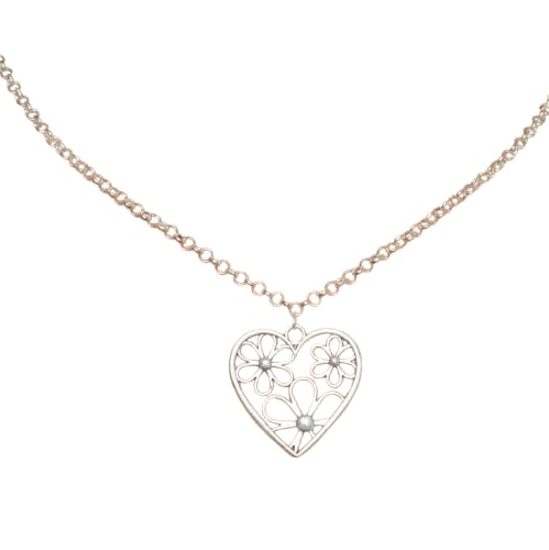 Pretty Ponytails Silver Plated Heart Pendant with Chain Necklace Boho Jewellery For Kids Girls Women For Valentines Day gift of Love-image-21