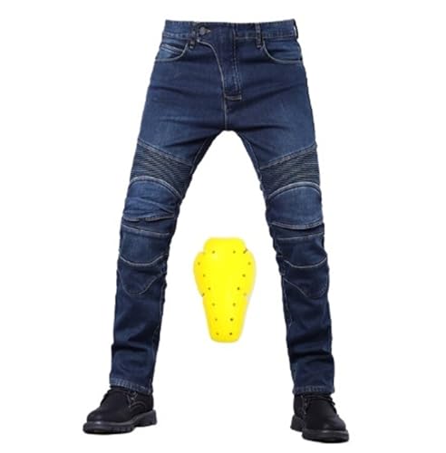 FJOADNVM Vaqueros Moto Pantalones Vaqueros de Motocicleta Four Seasons, Ajustados, elásticos, for Ciclismo, Estilo Retro, for Carreras Todoterreno, anticaídas(Blue Good Gear,XS)