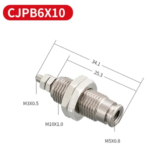 Cilindro neumático de aguja CJPB6x10 mini de acción simple con resorte 3