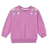 Girls Fashion Sweatshirt for Toddler Girls, Cotton Crewneck Sweatshirt Size 2Y-6Y (US, Age, 3 Years, PURPLE FLOWER)