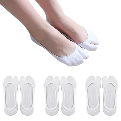 Image of 3 Pairs Japan Tabi Socks No Show Socks Flip Flop Sock Split Toe Low Cut Sock