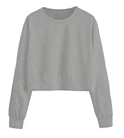 THE BLAZZE 1341 Women's Round Neck Boxy Full Sleeve Crop Top for Women (X-Small, Grey)