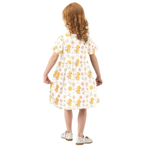 Summer Girl Dresses Yellow Duck Flower 1 Toddler Short Sleeve A-line Dress Casual Sundress3