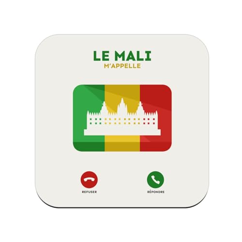 sous Verre en Bois - Le Mali m'appelle Voyage Passion Culture Tourisme - 1 unité (95 x 95 mm)