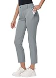 MIVEI Women's Stretch Golf Pant - 7/8 Ankle Work Travel Teacher Casual Business Sweatpants with Belt Loops Zip Pockets UPF50