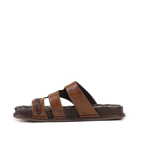 Image of Pierre Cardin PC1047 Leather Casual Thong Sandals for men Cafe 44