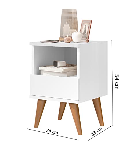kit 2 mesas de cabeceira 1 gaveta Pes Palito Pantanal branco - Comprar Moveis em Casa