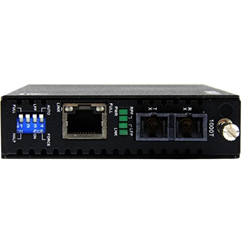Image of StarTech Multimode SC Fiber Media Converter, GbE, 550m, 850nm (ET91000SC2) | Remote monitoring, 1Gbe network, Fiber to copper, Range