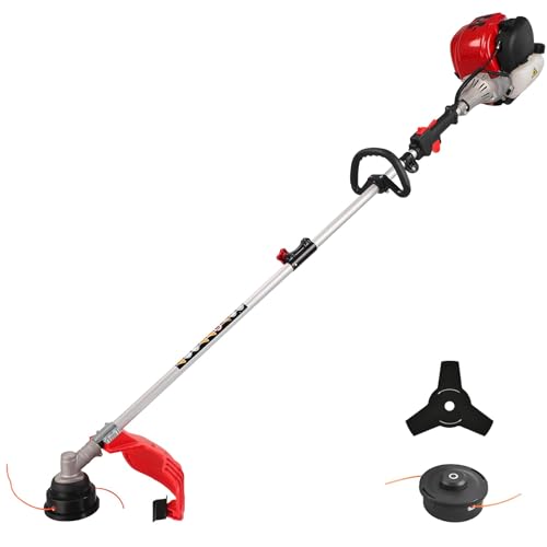 PowerSmart 37.7 Cc Gas Powered Weed Eater, String Trimmer with Straight Shaft, 16" Cutting Path, with 10" Blade, Edger Lawn Tool for Yard, Garden