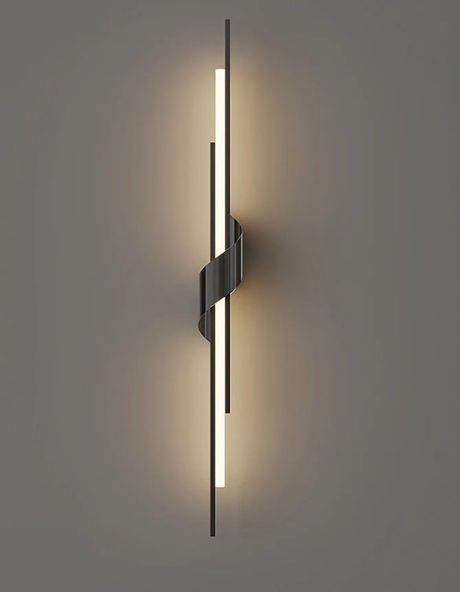 Image of Modern Wall Light for Living Room | Minimalist Metal Wall Lamp with 3-Color LED | Wall Lights for Bedroom, Dining Room, Hallway | Decorative Wall Mount Light Fixtures Indoor (Black)