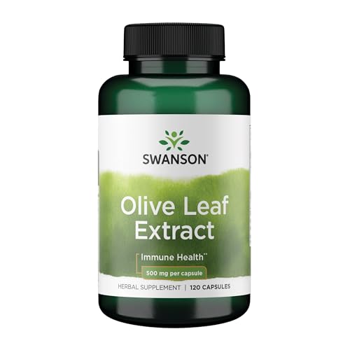 Swanson Olive Leaf Extract Capsules with 20% Oleuropein - Provides Immune Support, Promotes Cardiovascular System Health, and Supports Healthy Blood Pressure - (120 Capsules, 500mg Each)