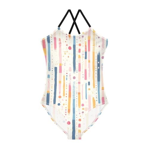 KLL Stripes Tiny Dots Minimalist Girls' 1 Piece Swimsuit Beach Swimwear Adjustable Shoulder Strap Cute