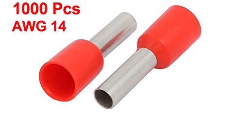 Sourcingmap 1000Pcs AWG 14 Wire Copper Crimp Insulated End Ferrules Terminal Red VE2508 - Image 2
