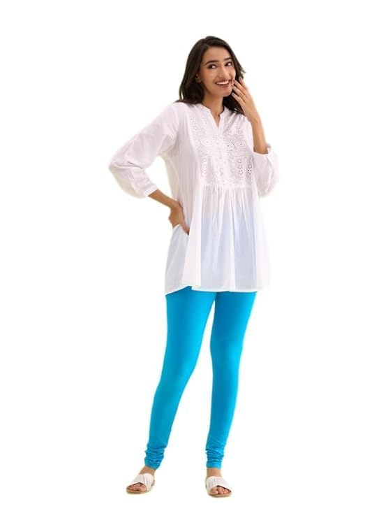 GIRLYZ Attire Soft Cotton Stretch Churidar for Women | Breathable, Mid Rise, Full Length (Firozee)-picture-55