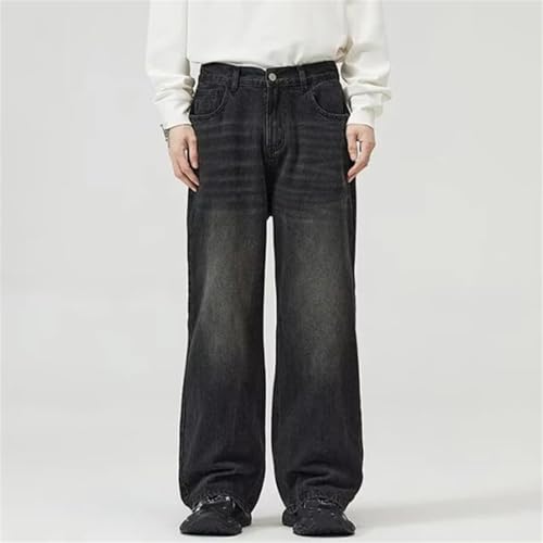 Men's Casual Wide Leg Loose Jeans Fashion High Waist Wash Straight Jeans with Pockets4