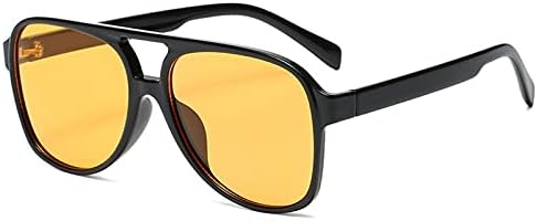 YAMEIZE Retro Double Bridge Rectangle Sunglasses - for Women Men Square Night Vision UV400 Protection Glasses for Driving
