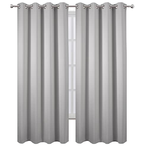 Image of LEMOMO Blackout Curtains 52 x 84 inch /Light Grey Curtains Set of 2 Panels /Thermal Insulated Room Darkening Bedroom Curtains