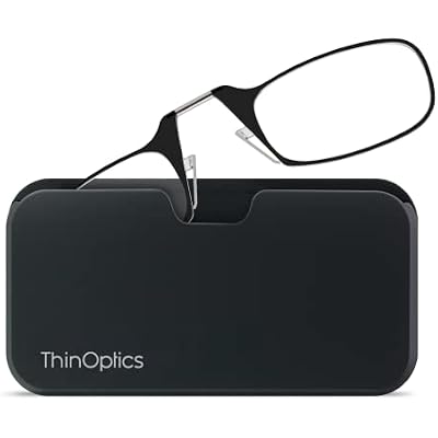 نظارات القراءة ThinOPTICS Stick Anywhere, Go Everywhere بالإضافة إلى حافظة كلاسيكية عالمية، إطار أسود، حافظة سوداء، قوة 2.50
