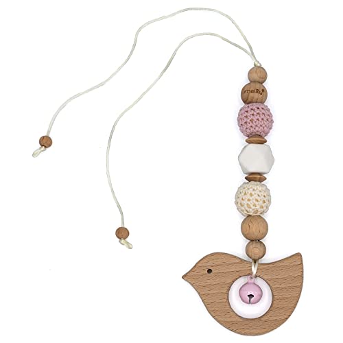 mallilu® Mila Anhänger für Maxi Cosi / Babyschale mit Vogel (rosa) Cover