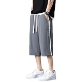 HedingRed クロップドパンツ メンズ ミディアムパンツ ７分丈 半ズボン カジュアル ハーフパンツ 通気速乾 夏服 HR721dgr-M