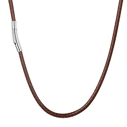 Bijoux Tendance Simple U7 Collier Cordon Noir Homme Femme Acier Inoxydable 46cm 51cm
