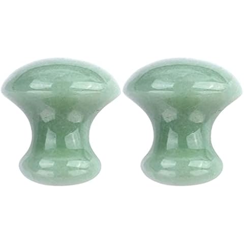 Uonlytech Ice Roller 2Pcs Facial Tools, Green Jade Quartz Massage Rollers Stones Scraping Massage Tool for Women Home Spa Cover