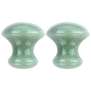 Uonlytech Ice Roller 2Pcs Facial Tools, Green Jade Quartz Massage Rollers Stones Scraping Massage Tool for Women Home Spa