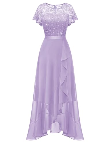 BeryLove Sequin Formal Dresses for Women Flutter Short Sleeve Wedding Guest Dress Cocktail Long Prom...