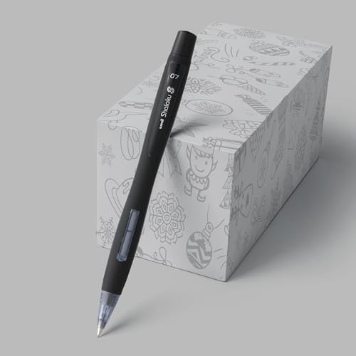 uni-ball Shalaku 0.7mm Mechanical Pencil (M7-228) | Rubberized Body with Unique Side Click Mechanism | Black Body, Pack of 6