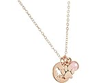 Gemshine Katze, Pfote Anhänger mit Rosenquarz Edelstein. Massiv 925 Silber, vergoldet oder rose an 45cm Kette. Für Haustier Herrchen, Frauchen - Made in Spain, Metall Farbe:Silber rose vergoldet