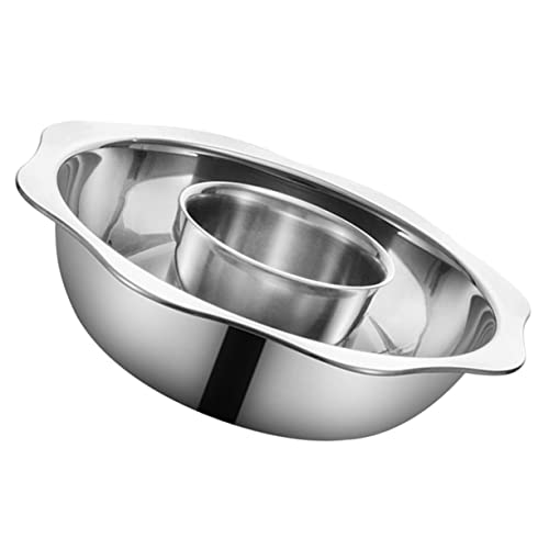 KICHOUSE Olla Caliente De Acero Inoxidable Caldera Olla De Caldo Aislar Compartimiento Bol Bochas Para Jarra Plato Vaporera Divisor Compañero Neto Cocinando Instante Colador Con Silver