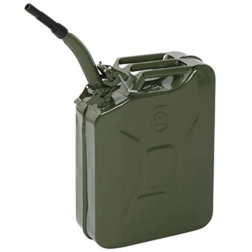 HOBBYZOO Benzinkanister 20L Metall, Kanister Kraftstoffkanister mit Ausgießer (Grün)