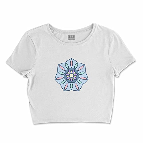 T-shirt blanc court femme Buwtswi de coupe soignée et design épuré en taille S