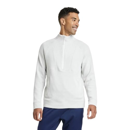 All in Motion Men's Half Zip Fleece Sweater (US, Alpha, Medium, Regular, Regular, Cream)