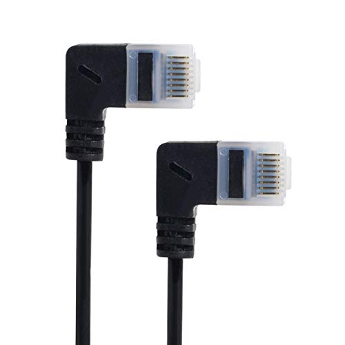 Miniatura 3 de Cablecc Cable Ethernet Cat6 ultra delgado RJ45 en ángulo recto UTP Cable de conexión Cable de red Cat6a de 90 grados Cable LAN Cat6a 9.8 in para