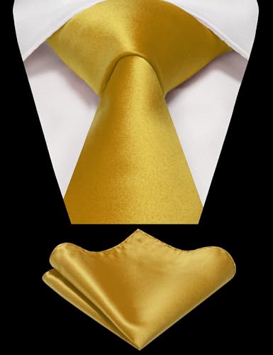 Image of RBOCOTT Solid Color Tie and Pocket Square Hankerchief with Lapel Pin Set for Men